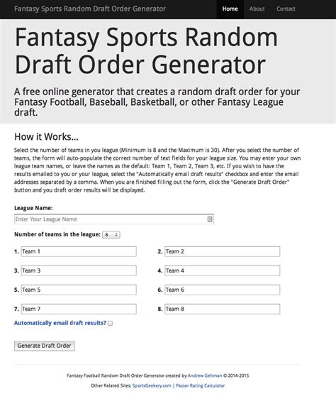 fantasy football random draft order generator